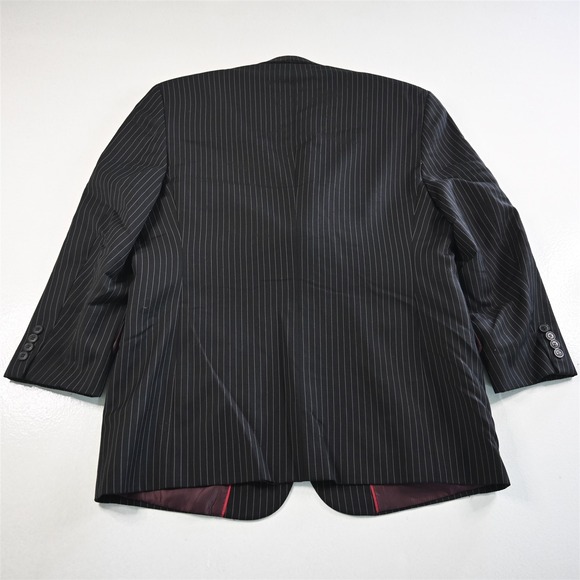 Lineage 42S 33x30 Black Striped Super 140s Mens Jacket‎ Pants Suit - Picture 7 of 12